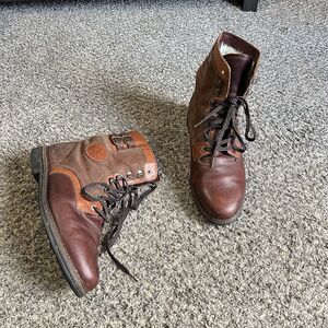 Eddie Bauer Shearling Lined Boots Chukka Camp Outdoor Shoes 12 M Brown Leather